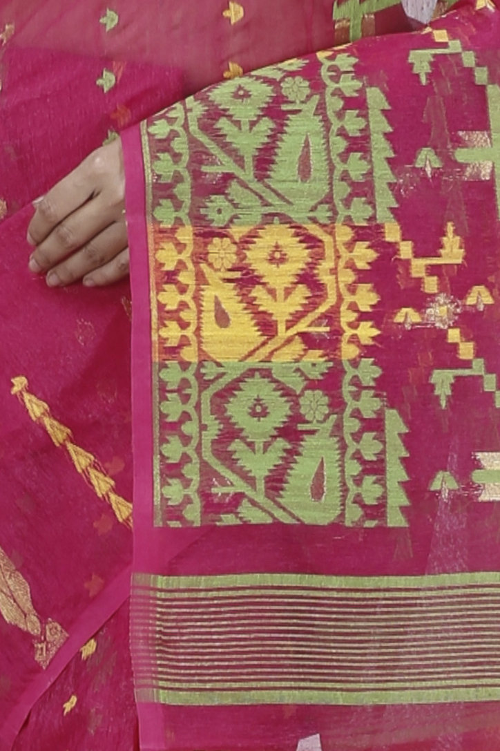 Marun Blended Cotton Jaya Jamdani Saree (1101)